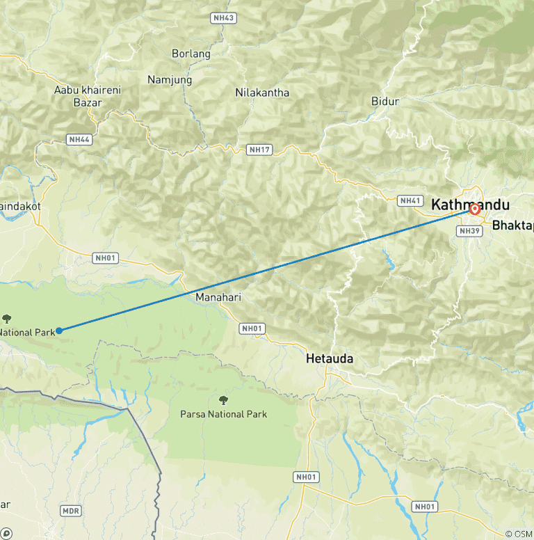 Map of Chitwan Jungle Safari