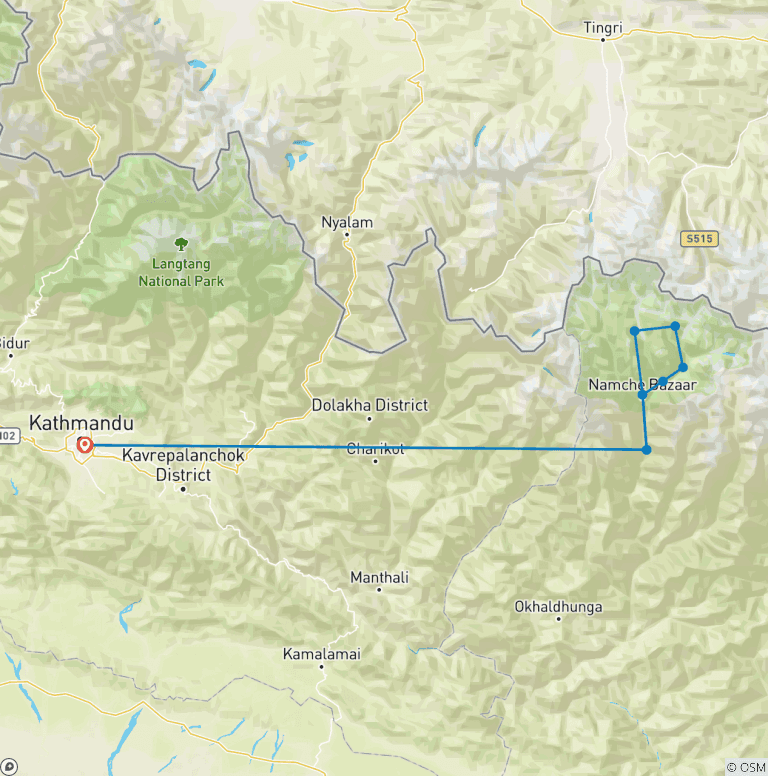 Map of Three Peaks Climbing Island Lobuche & Kyajo Ri