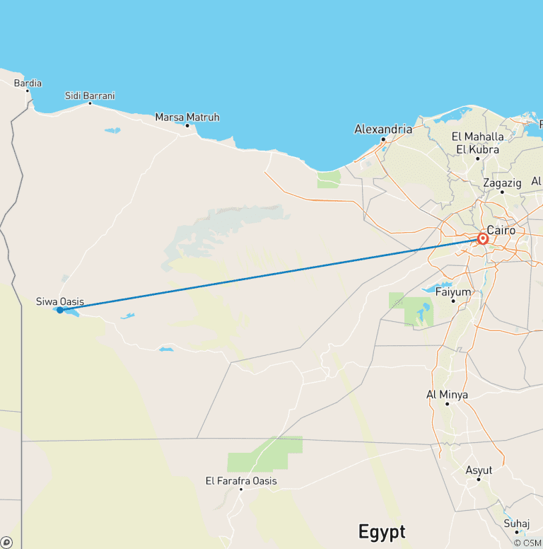 Map of Egyptian Treasures: 7 Day Journey from Pyramids to Siwa Oasis
