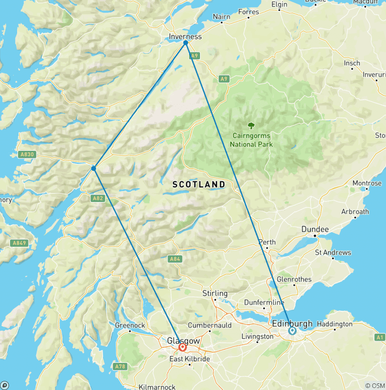 Map of Highlights of Scotland