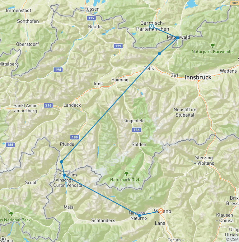 Map of From Garmisch to Merano with Charm