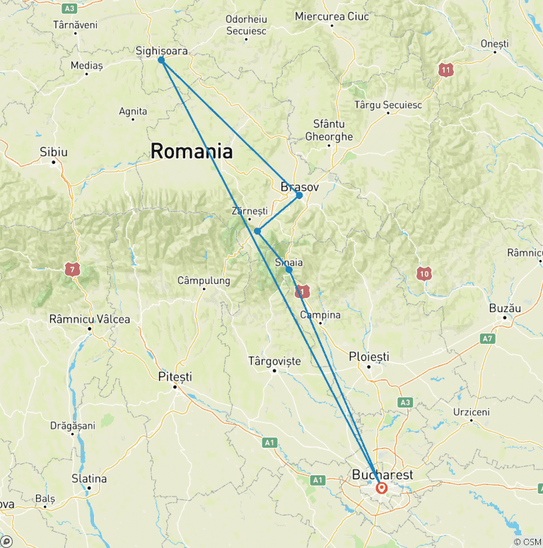 Map of 3-Day Transylvania Tour: Dracula Castle, Medieval Sighisoara & Salt Mine