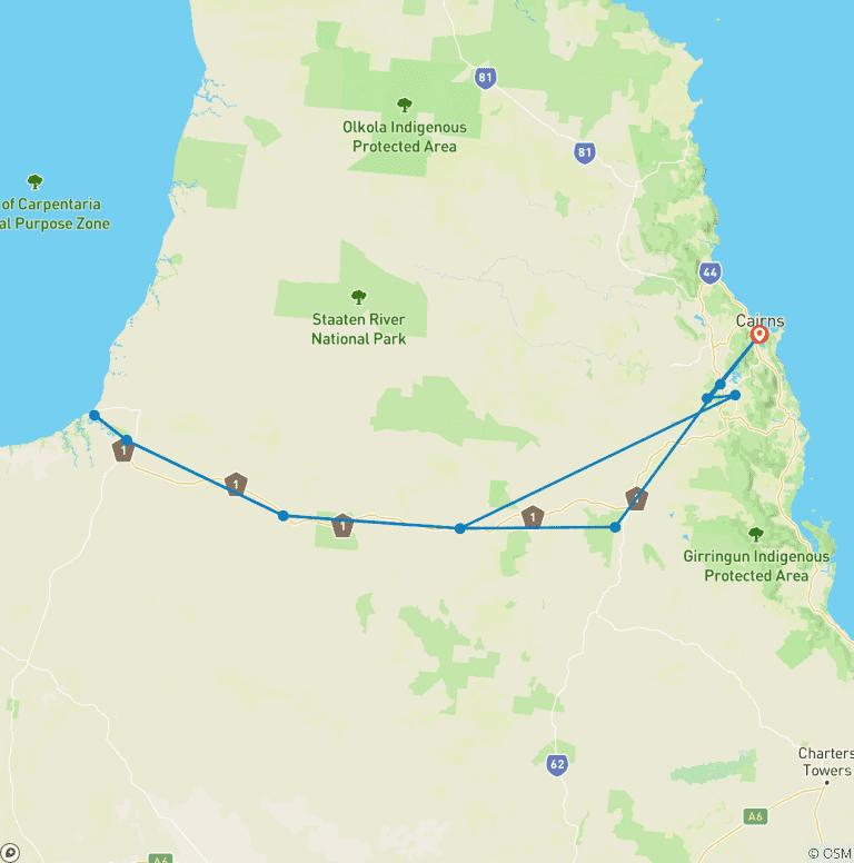 Map of Gulf Savannah Wanderer (Small Groups)