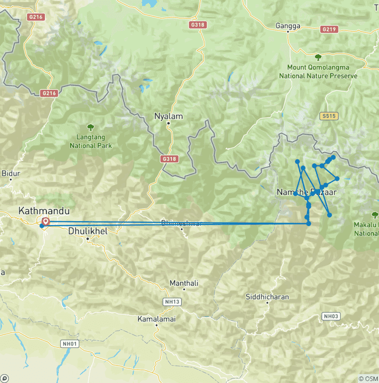Map of Everest High Pass Trekking