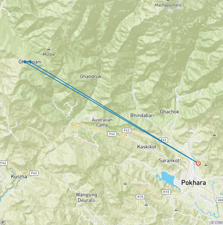 Map of Ghorepani  Poon Hill Trek - 3 Days 2025/2026