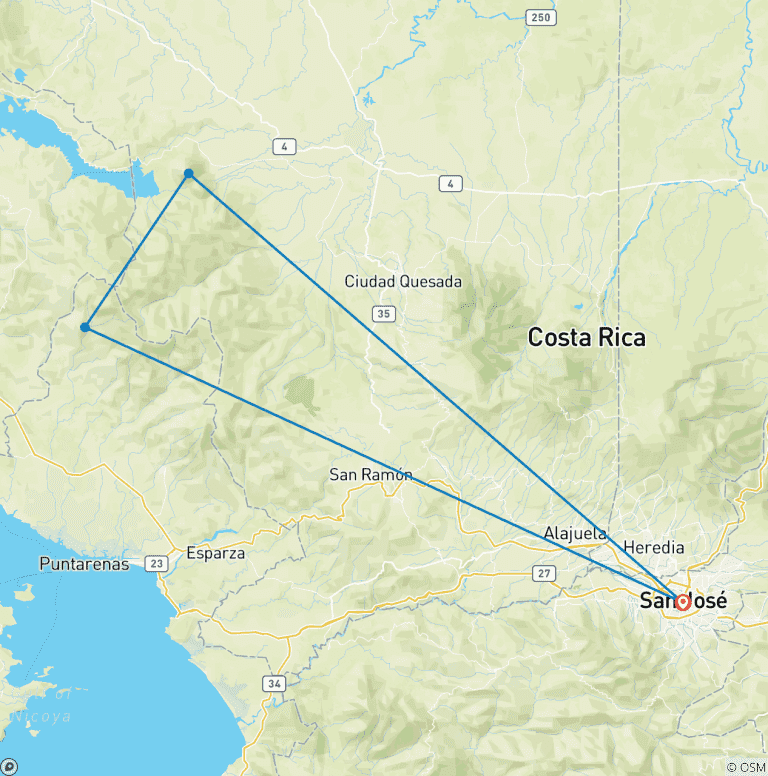 Map of Raft, Hike and Explore Costa Rica