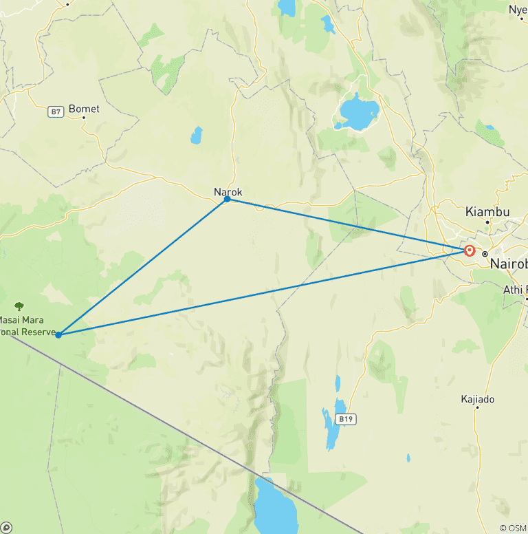 Map of 3 DAY MASAI MARA WILDLIFE  SAFARI ADVENTURE
