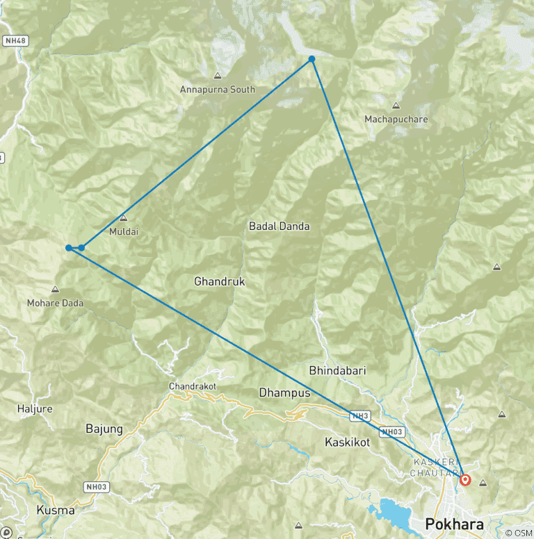 Map of Private Poon Hill Trek 3 Days