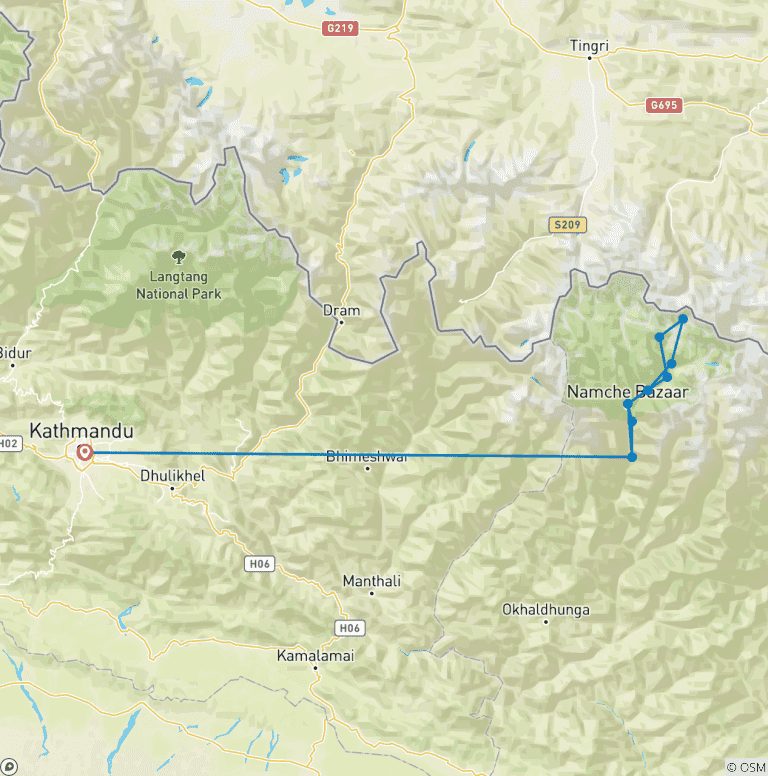 Map of Short Everest Base Camp Trekking 10 Days