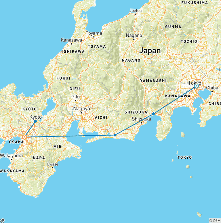 Map of 7 Days Highlights of Japan 2025-2026