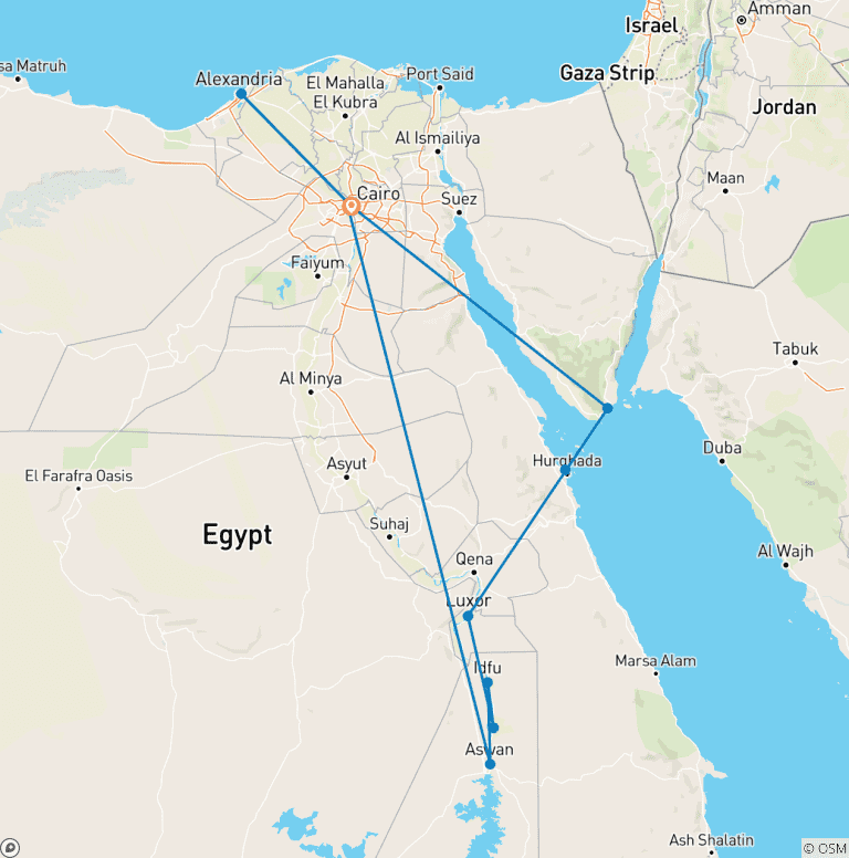 Map of 21 Days All Egypt Sightseeing Travel package