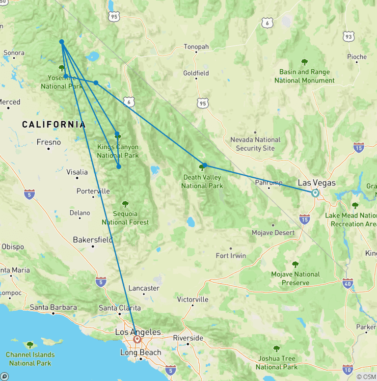 Map of California's Great National Parks
