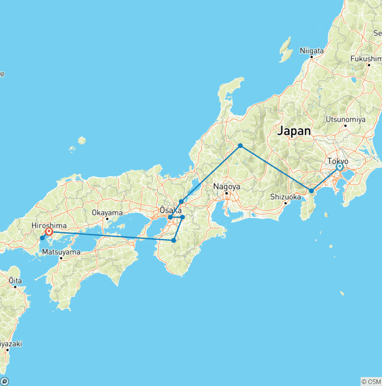 Map of Japan Classic 14 Day - One Life Adventures