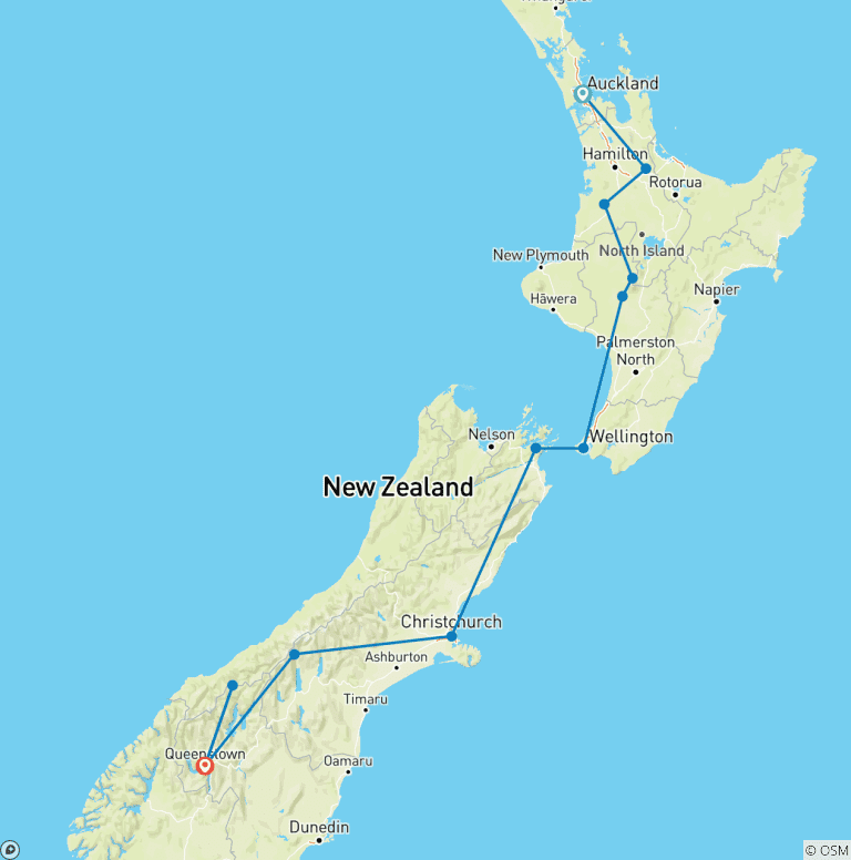 Map of Lord of the Rings Scenic Explorer - 14 Day Self Drive Tour