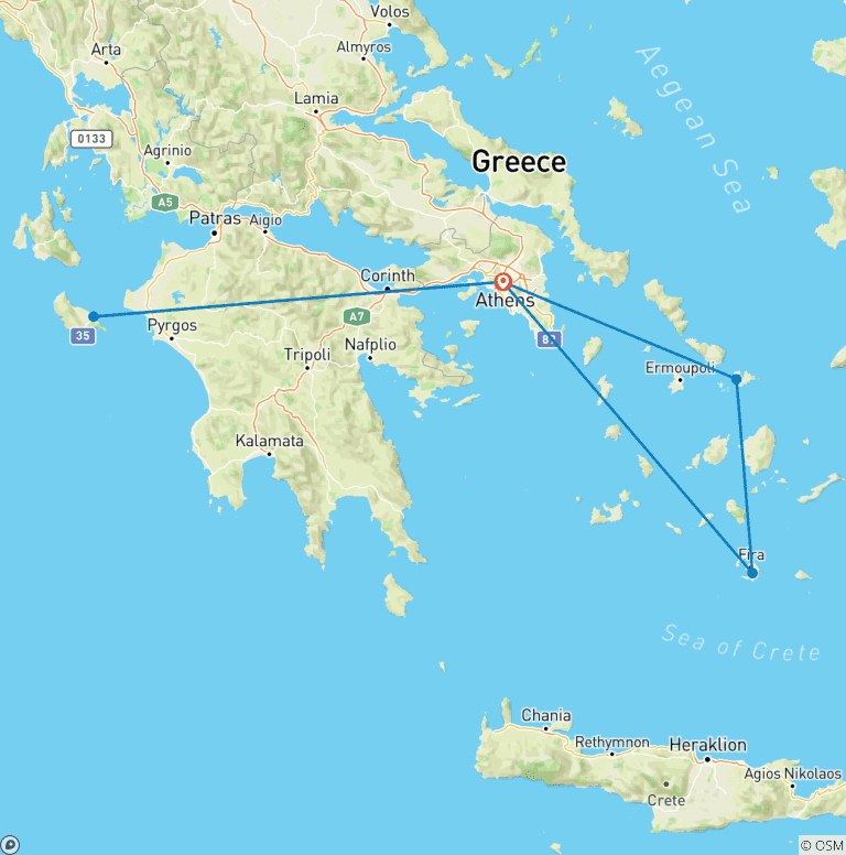 Map of Holidays in Greece - 10 Days (Small Group Tour)