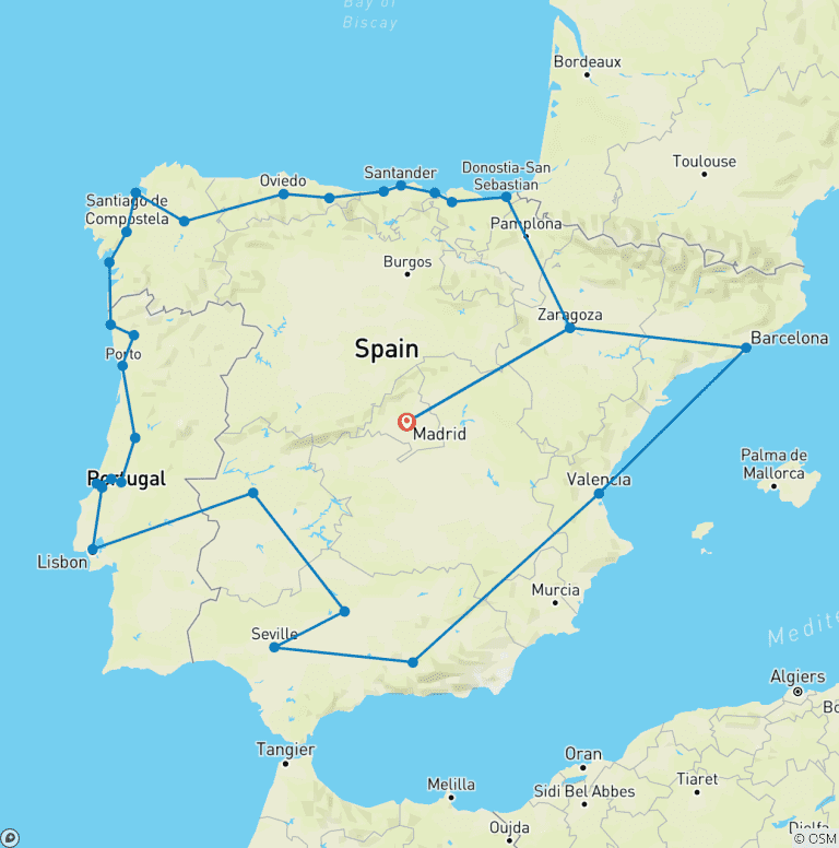 Map of Iberican Tour from Madrid
