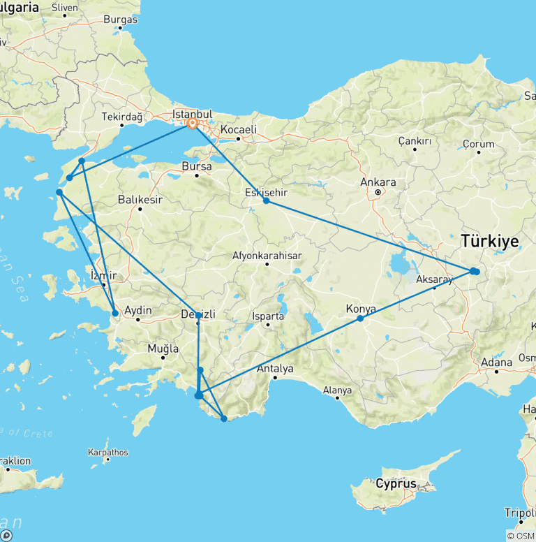 Map of Best of Turkey (54 destinations)