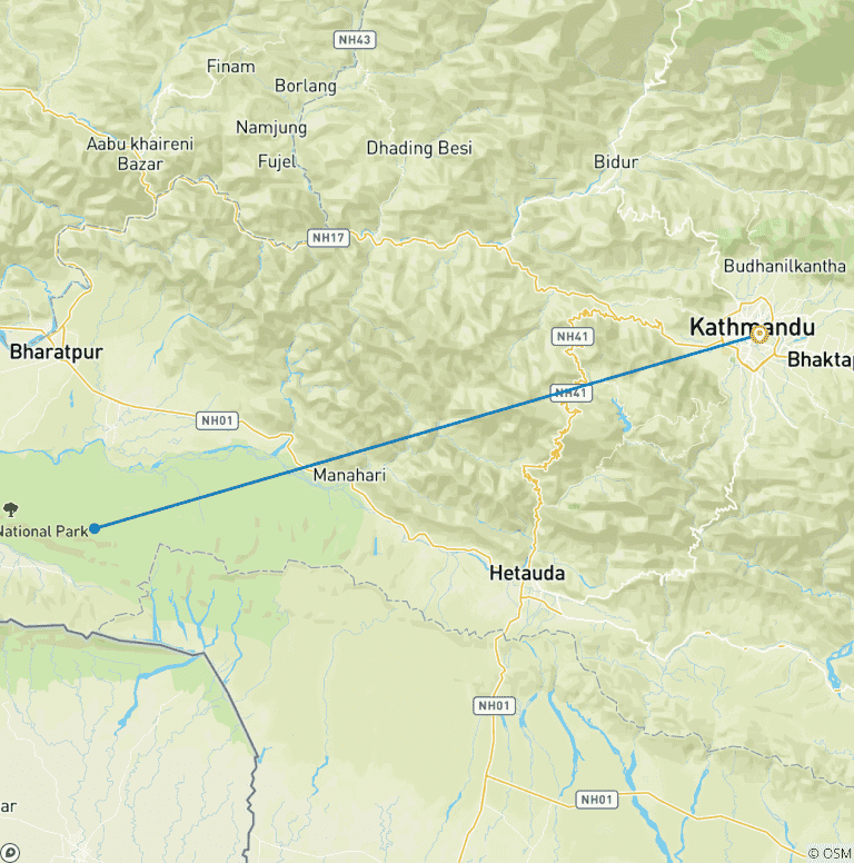 Map of Luxury Wildlife Jungle Safari Adventure in Nepal- 7N/8D