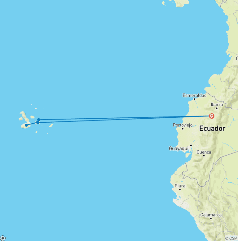 Map of 10 Days Galapagos Island Hopping in Santa Cruz and Isabela