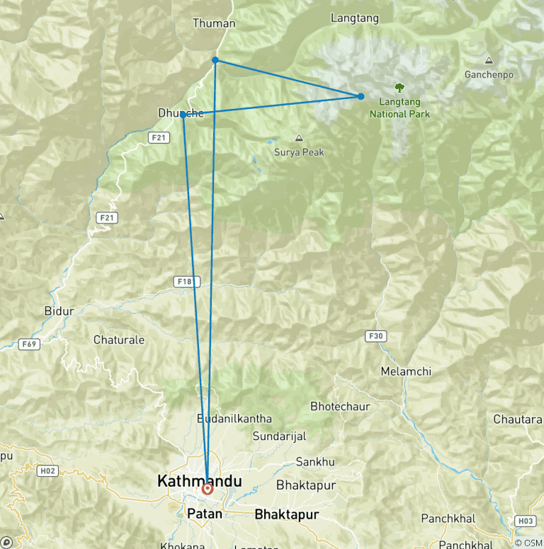 Map of Tamang Heritage and Langtang and GosaikundaTrekking 17 Days