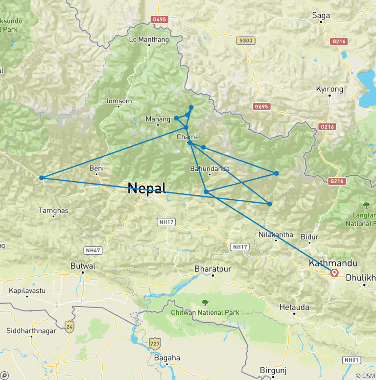 Map of Himlung Himal Expedition (7,126m)