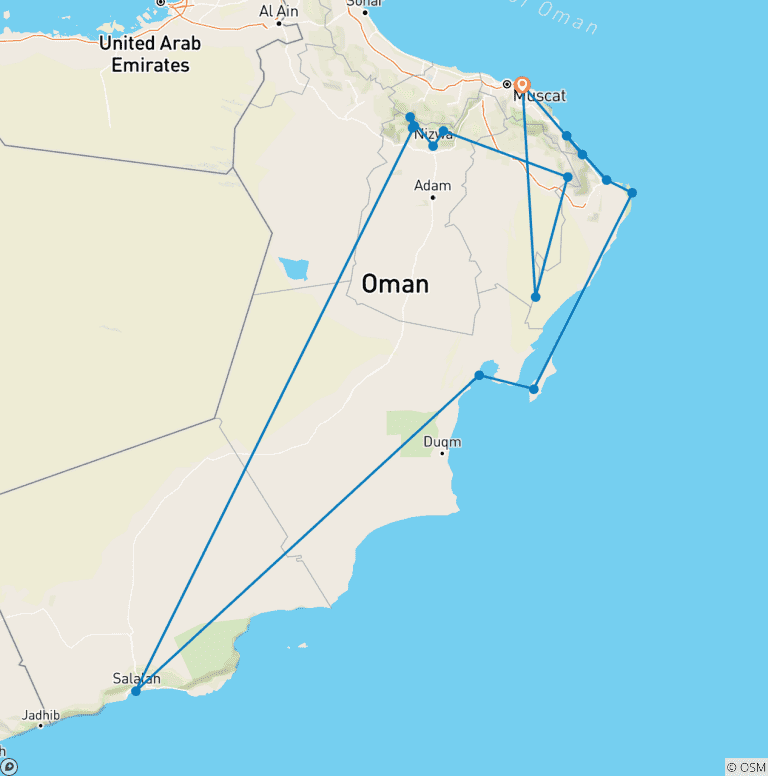 Map of Natural Wonder Oman