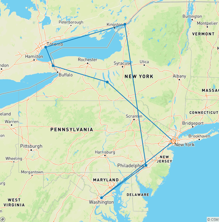 Map of American Triangle – 5 Days