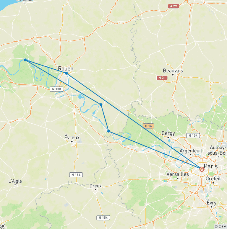 Map of Seine Experience Normandy with Paris 2025