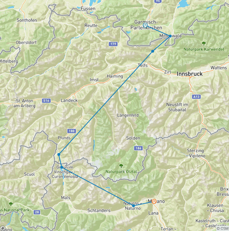 Map of From Garmisch to Merano