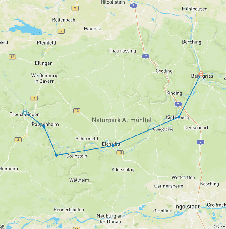 Map of Altmühltal-Panorama Path