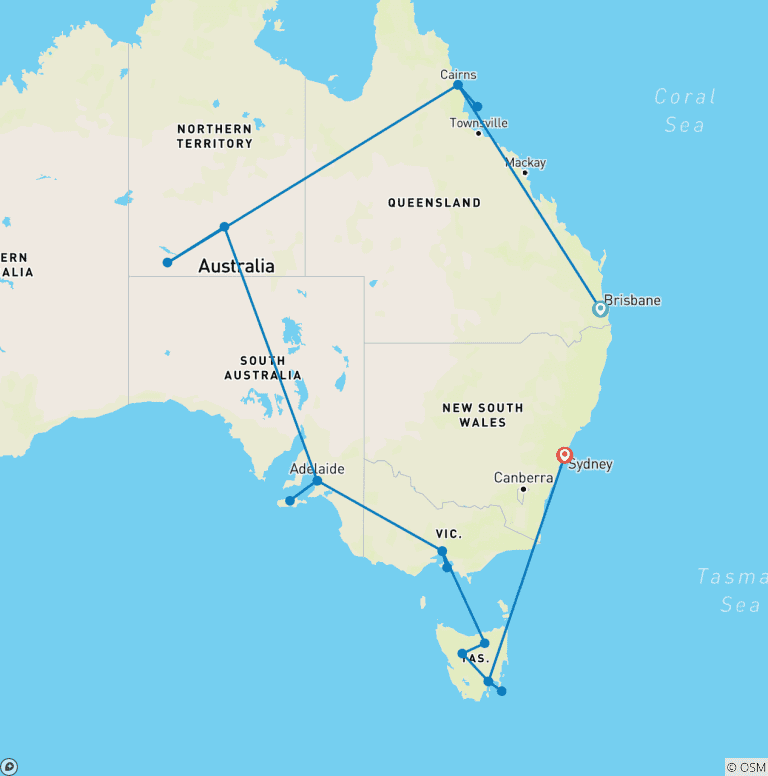 Map of Australian Safari