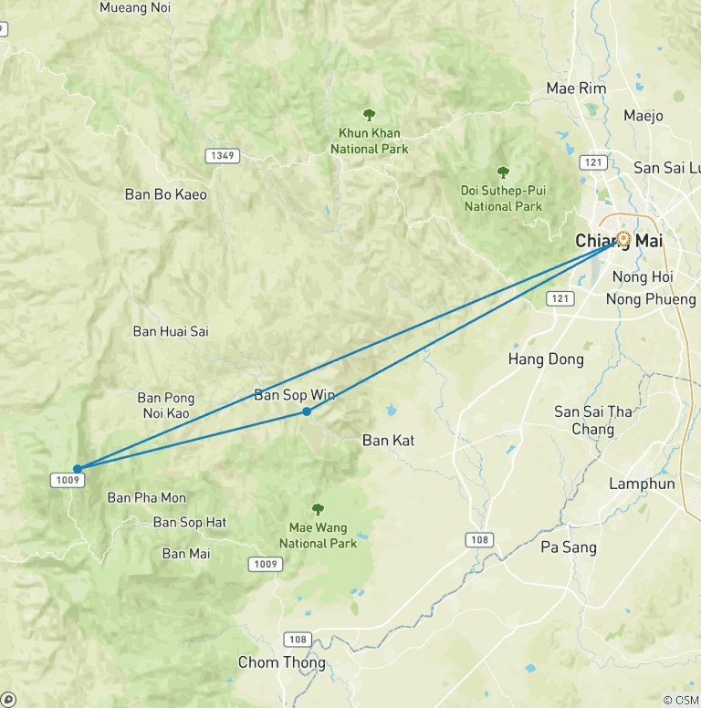 Map of 3 Day Tuk Tuk Mountain Adventure with driver - PRIVATE TRIP ONLY - minimum 2 travellers