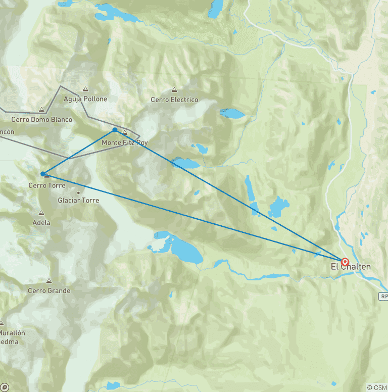Map of Patagonia Trekking: El Chaltén – 3 Days