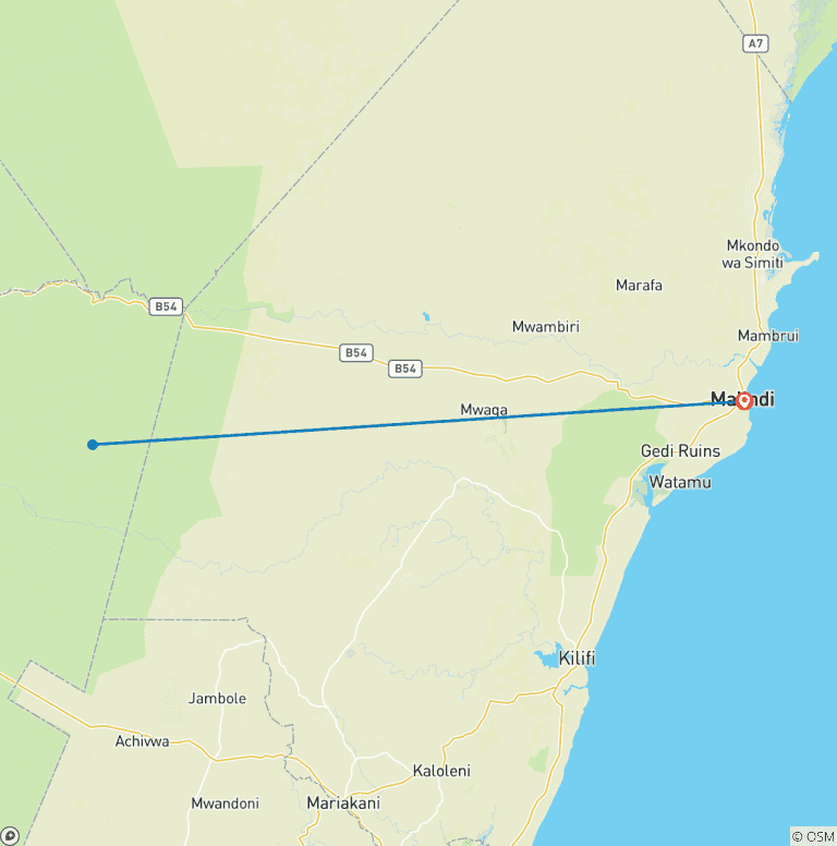 Map of Malindi Adventure 5 Days/4 Nights