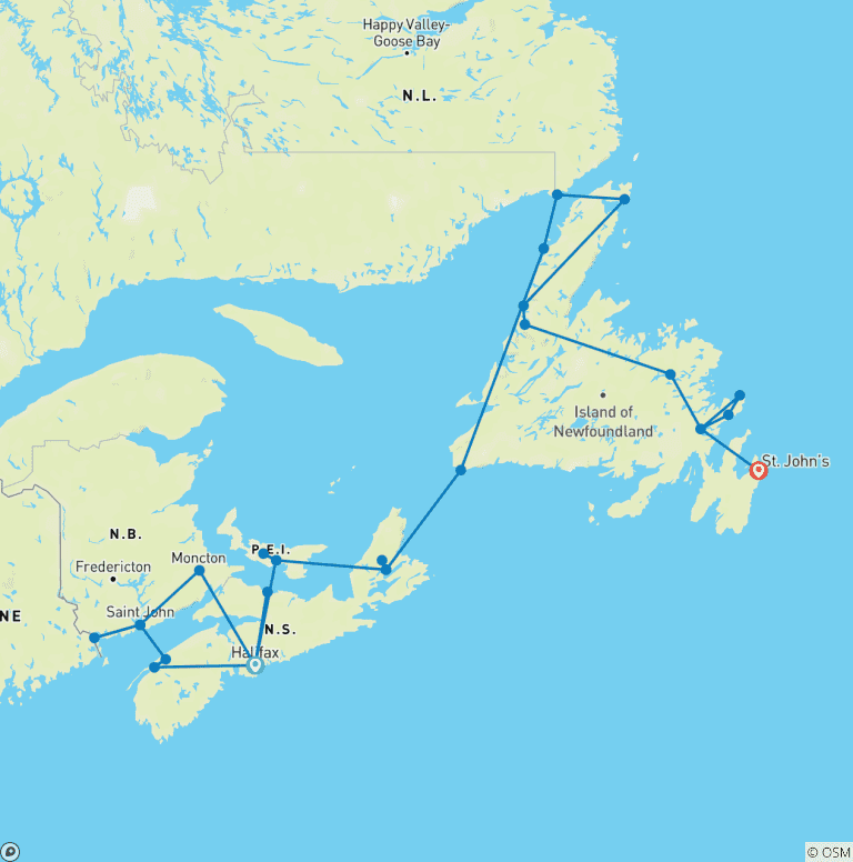 Map of Great Atlantic Canadian Experience