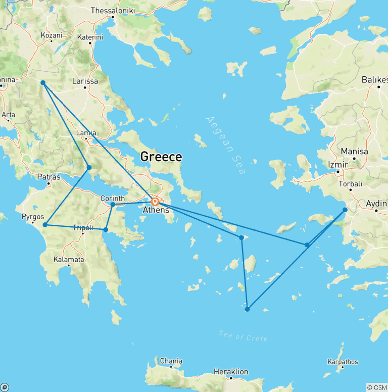 Map of Mainland Greece and Islands