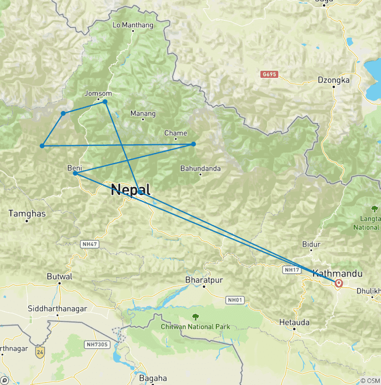 Map of Dhaulagiri circuit Trekking
