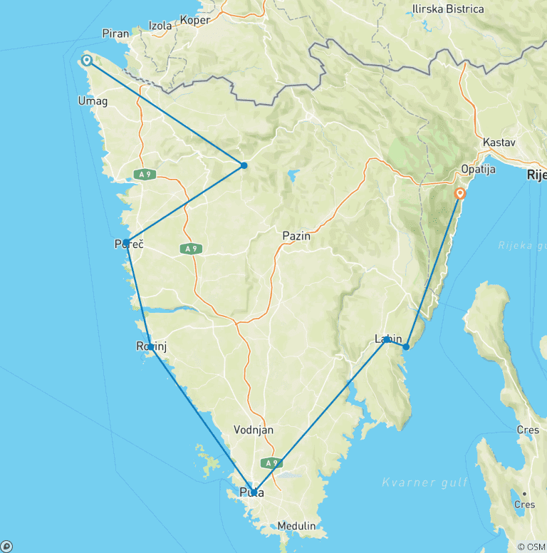 Map of Trans MTB Istria | Mountain Biking Magic Istrian Peninsula | Croatia