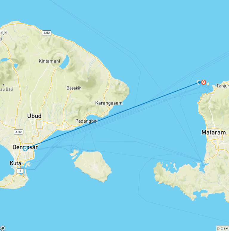 Map of 3 Days Experience Gili Islands