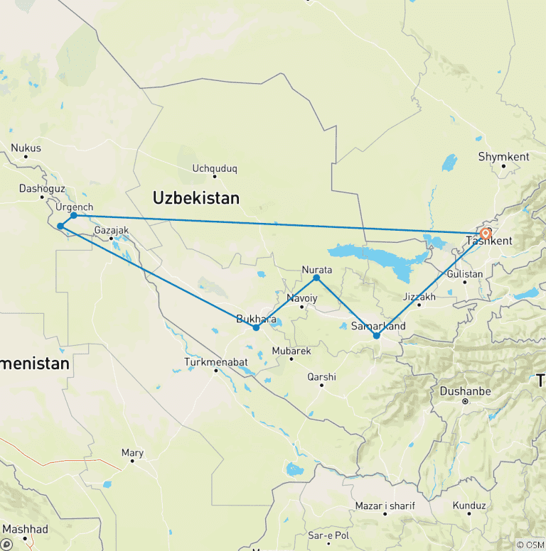 Map of Varied Uzbekistan