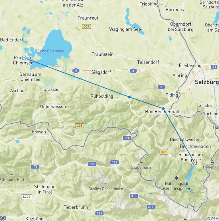 Map of Lake Chiemsee – Lake Königssee