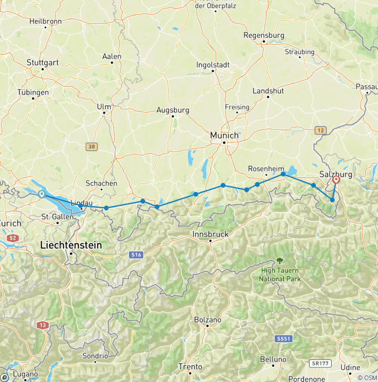 Map of Lake Constance - Lake Koenigssee - Salzburg 14/13