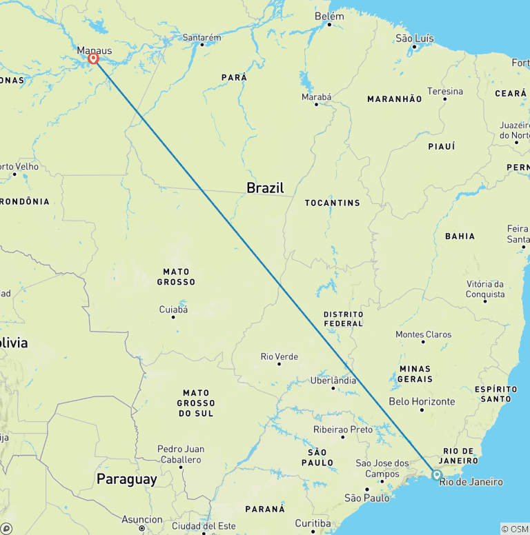 Map of 9 Days in Rio de Janeiro and Manaus