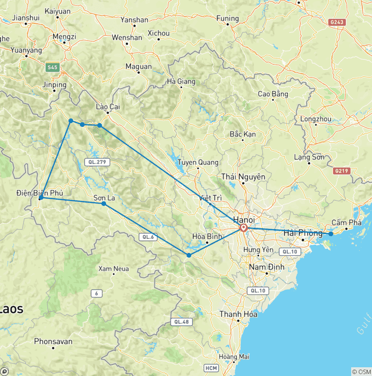 Map of Best of Northwest of Vietnam 14 Days Soft Trek