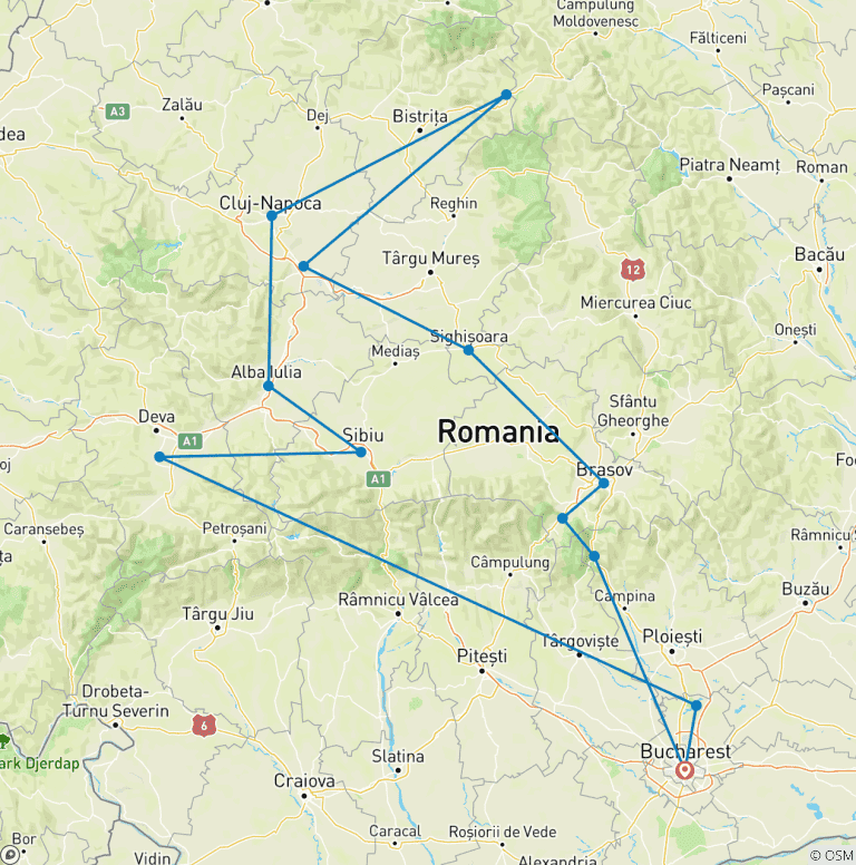Map of Best of Romania, 2 special dinners and a show