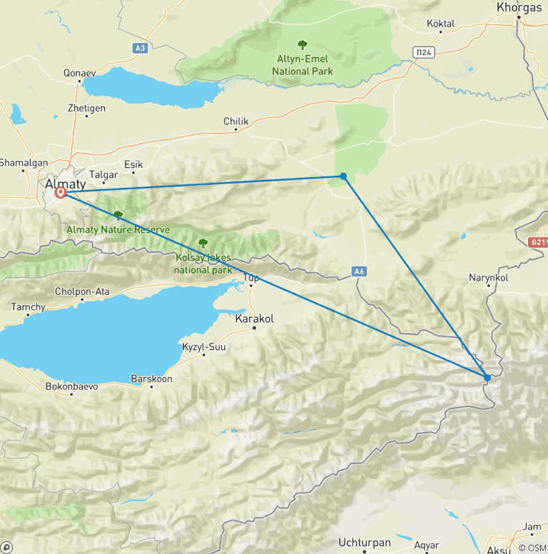 Map of Horseback riding adventure in Almaty region