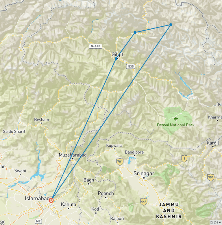 Map of Climb Mt Karun Kuh 6977M Shimshal Valley Pakistan