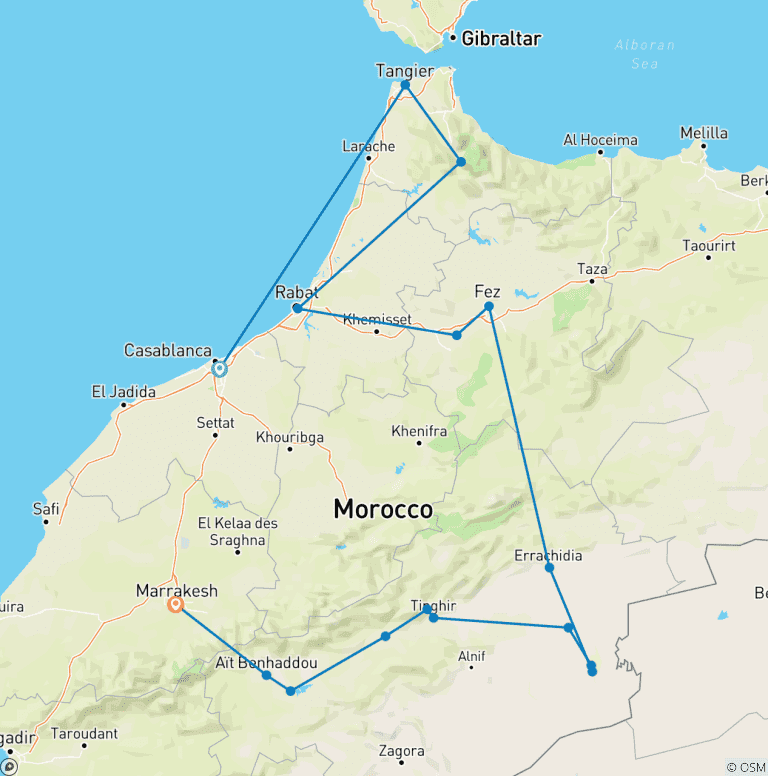 Map of Totally Morocco Tour from Casablanca