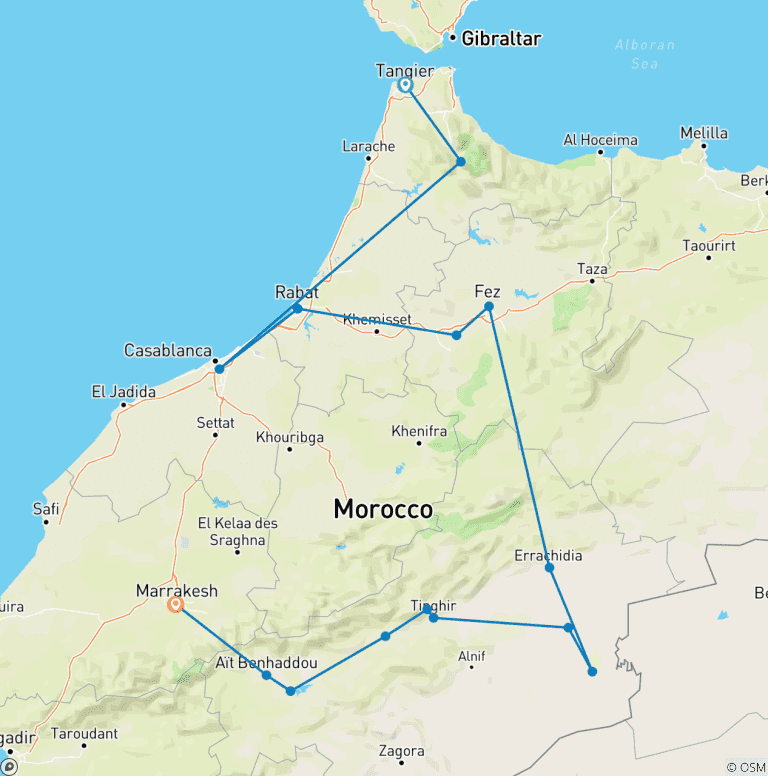 Map of Totally Morocco Tour from Tangier
