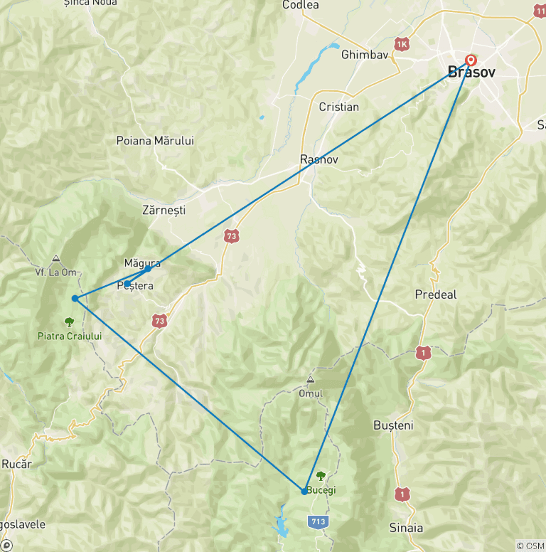 Map of Experience Ecotourism in Romania - eco-certified private trekking program